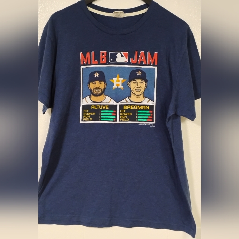 Men's Homage Altuve Bregman Houston Astros MLB Jam T-shirt Size Xl Blue - Picture 1 of 13
